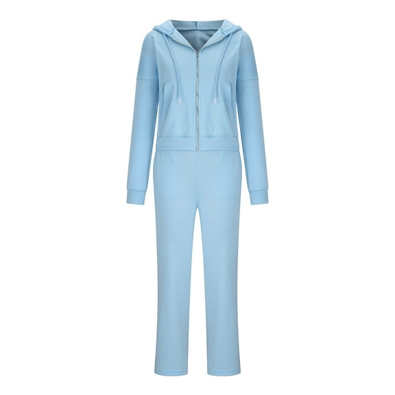 skpabo Women Jumpsuits Women's Fashion Casual Solid Color Velvet Two-Piece Slim Sports Suit Long-Sleeved Zipper Top Pants with Pockets Womens Formal Pant Suits