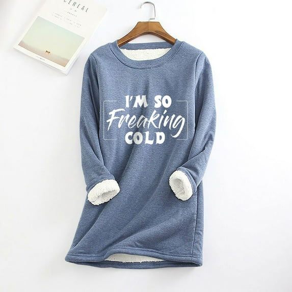 skpabo Women loose causal Sweatshirt - Ladies Thick Fleece Sweatshirt Casual Pullover Velvet Warm Underwear Tops for Work Officce