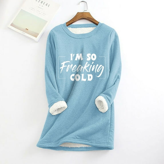 skpabo Women loose causal Sweatshirt - Ladies Thick Fleece Sweatshirt Casual Pullover Velvet Warm Underwear Tops for Work Officce