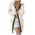 thumbnail image 1 of skpabo Women's Knitted Cardigans Open Front Hooded Sweaters Long Cardigans Jumpers with Pockets Ladies Long Sleeve Knitwear Oversized Sweater Outerwear for Autumn Winter Spring, 1 of 9