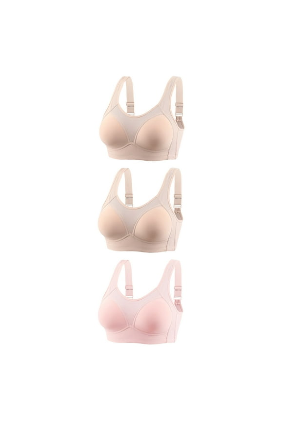 Women's Push Up Bra Comfy Breathe Bra 3Pc Non-Steel Ring Gathered Nursing Bra Anti-Glare Wipe Daily Bra for Outgoing Holiday Size 8-18