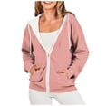 thumbnail image 1 of skpabo Zip Up Hoodies for Women Plus Size Plain Solid Color Full Zip Up Hoodie Comfortable Coats Jackets Hoodie Sweatshirts Casual Long Sleeve Hooded Jackets, 1 of 7