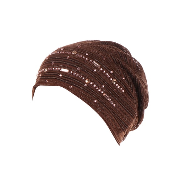 skpblutn sun hat women rhinestone indiamuslim ruffle cancer chemo beanie turban wrap caps coffee