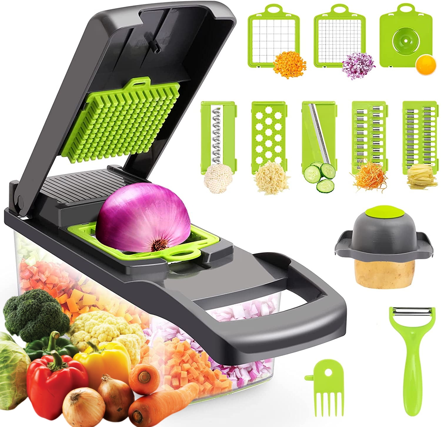 Wholesale SIHAO stainless steel multifunctional fruit chopper slicer  vegetable cutter w/ 4 Blades Fruits Dicer From m.