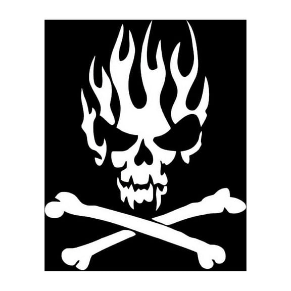 skull flame and cross-bones vinyl decal sticker | cars trucks vans walls laptops cups | white | 5.5 inches | kcd998