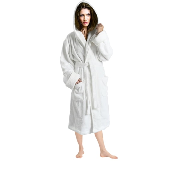 skylinewears women's 100% terry cotton bathrobe toweling hooded robe blue small