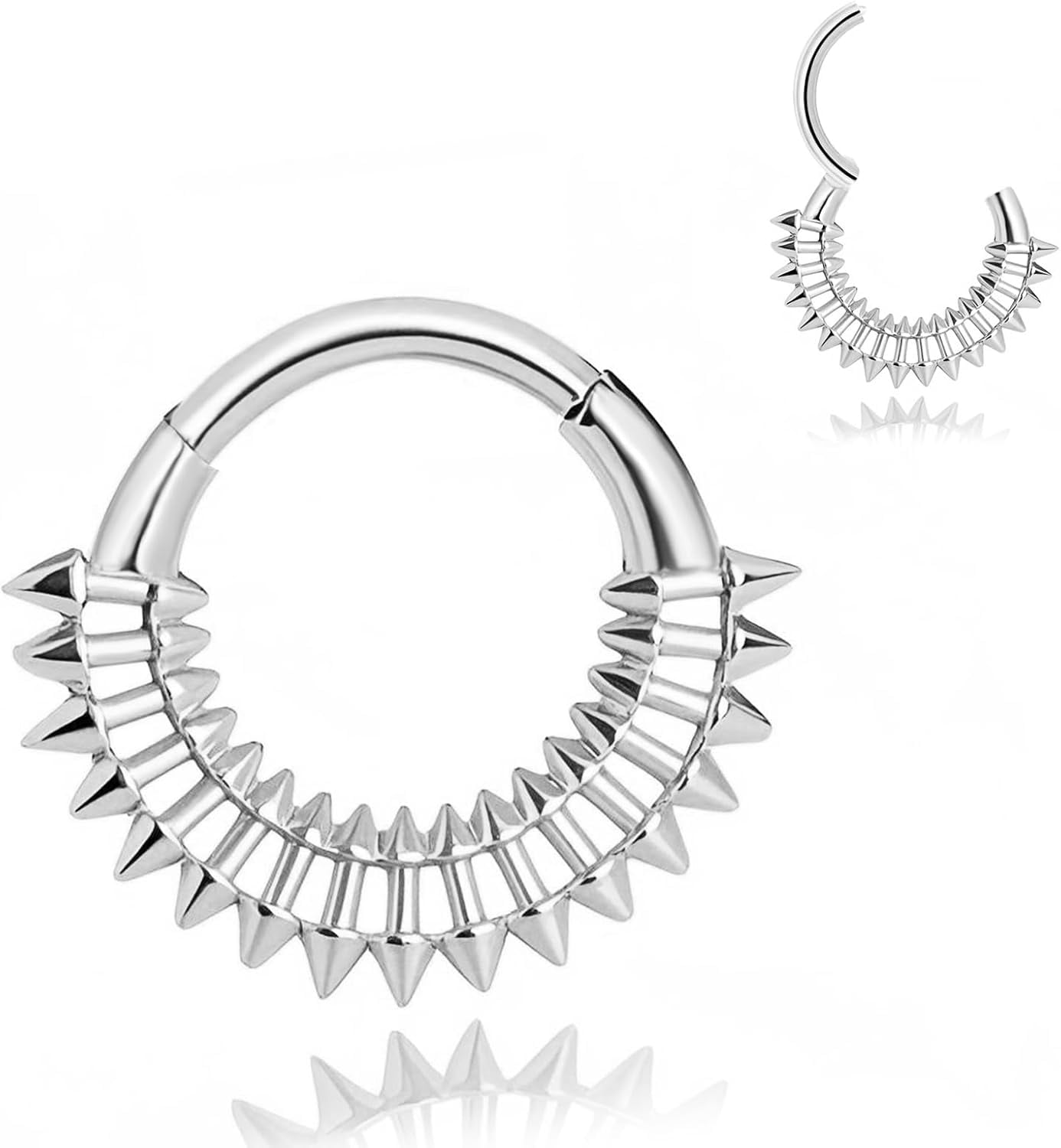 Milacolato 16G Anneaux Septum Clicker CZ – Lot De 12 Piercings Nez, Oreille, Daith, Tragus Argent/Or 8-10mm
