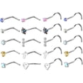 thumbnail interactive-video image 1 of 18G 20G G23 Titanium Nose Ring – Cork Screw CZ Nostril Stud, Clear Gem, Unisex 1 of 4