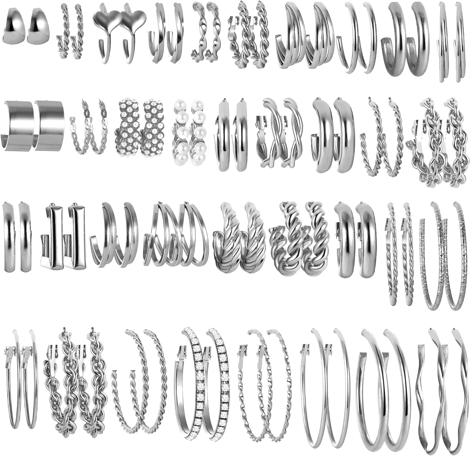 SKYYDS 36 Pairs Gold Hoop Earrings Set For Women Multipack, Hypoallergenic Chunky Chain Twisted Hoop Earrings Pack, Fashion Dangle Earrings Jewelry For Gift[eh3093]