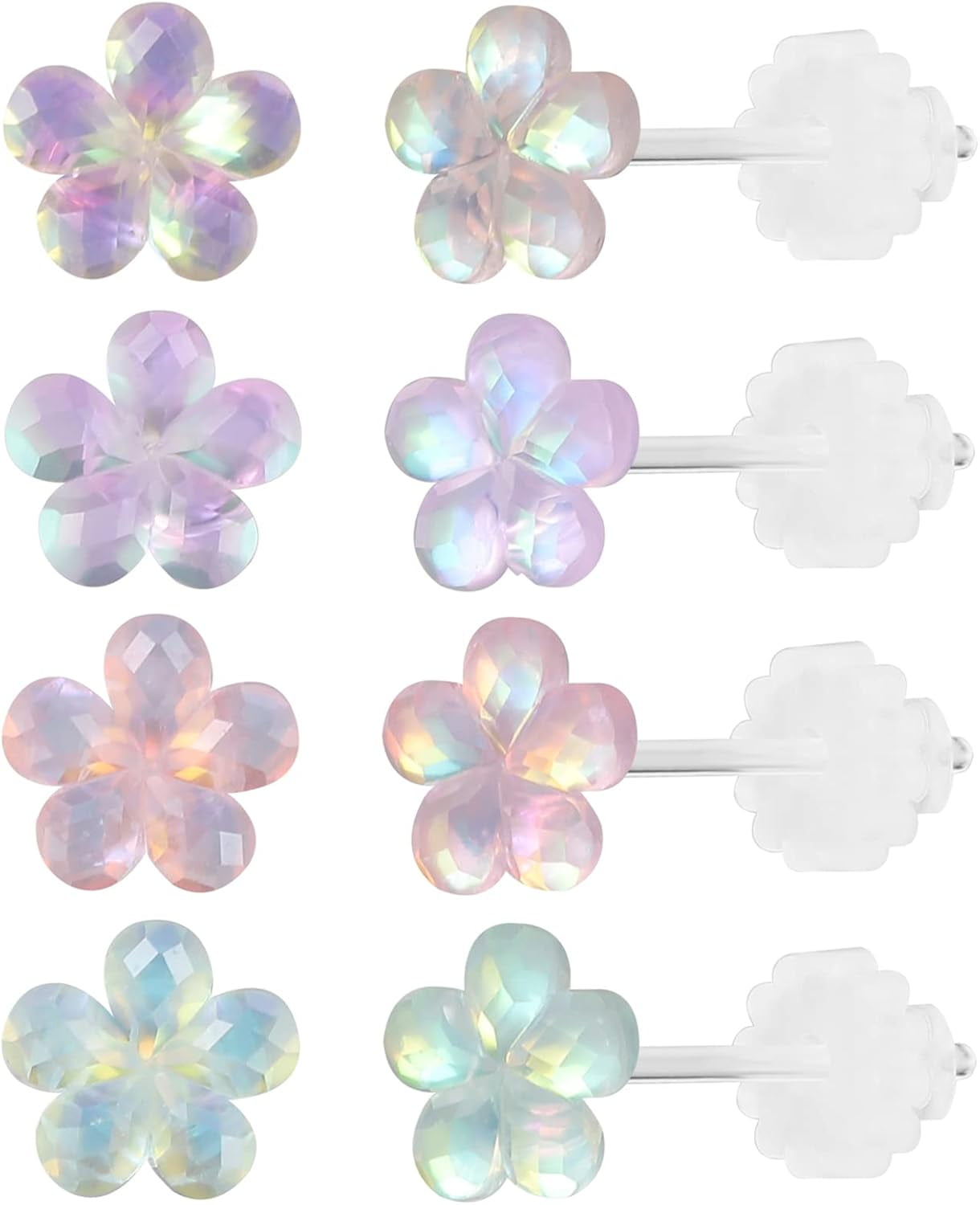 SKYYDS Colorful Stud Earrings Set Plastic Earrings Cute Clear Earrings Kawaii Hypoallergenic Earrings For Women Multipack[eh325]