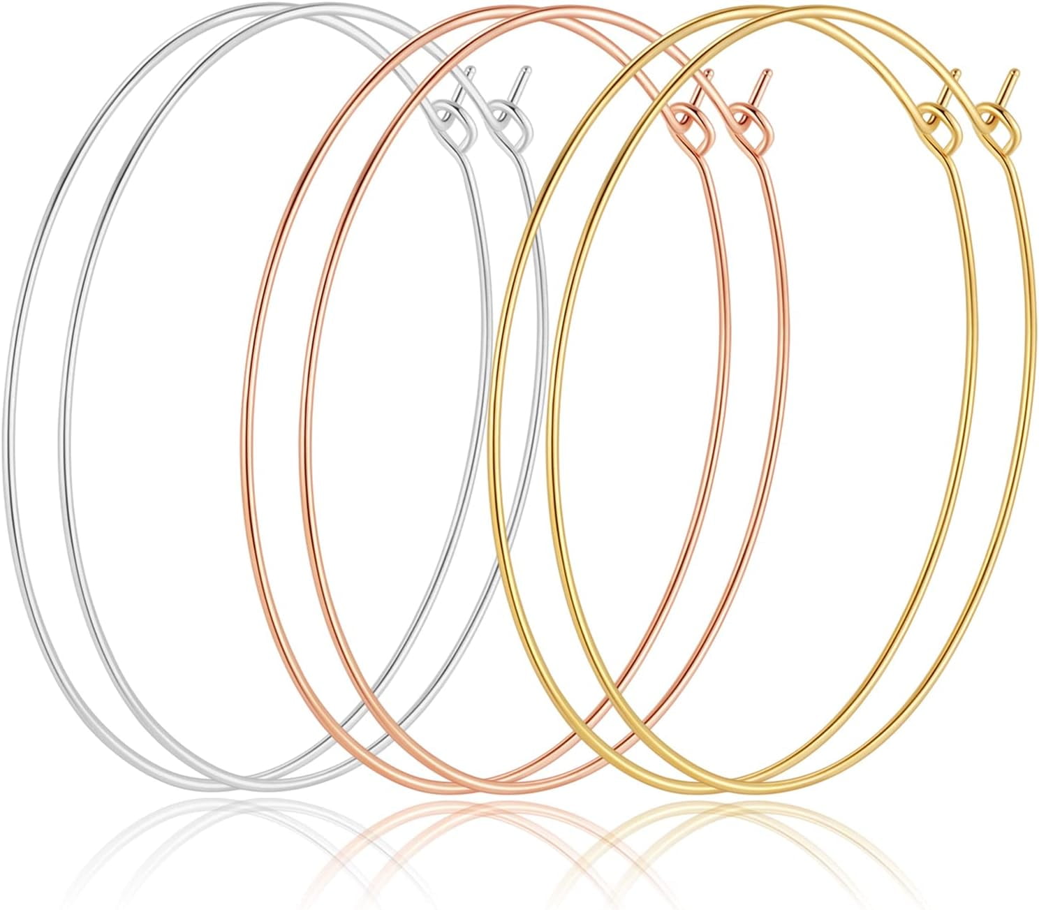 SKYYDS Multipack Dainty Large Thin Gold Hoop Earrings For Women Hypoallergenic Earrings Lightweight 30Mm 50Mm 60Mm 70Mm Gold/Silver/Rose Gold Hoop Earrings[eh1310]