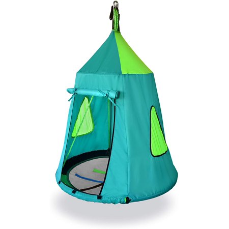 slackers 40" Swing House w/Adventure Sky Swing - Great Tree Swing Fort for Ages 3+ - Family Fun Addition to Your Backyard Adventures!