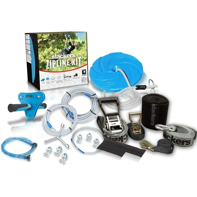 slackers 70 ft Hawk Series Zipline Kids Zip line Kit with ZipQuick