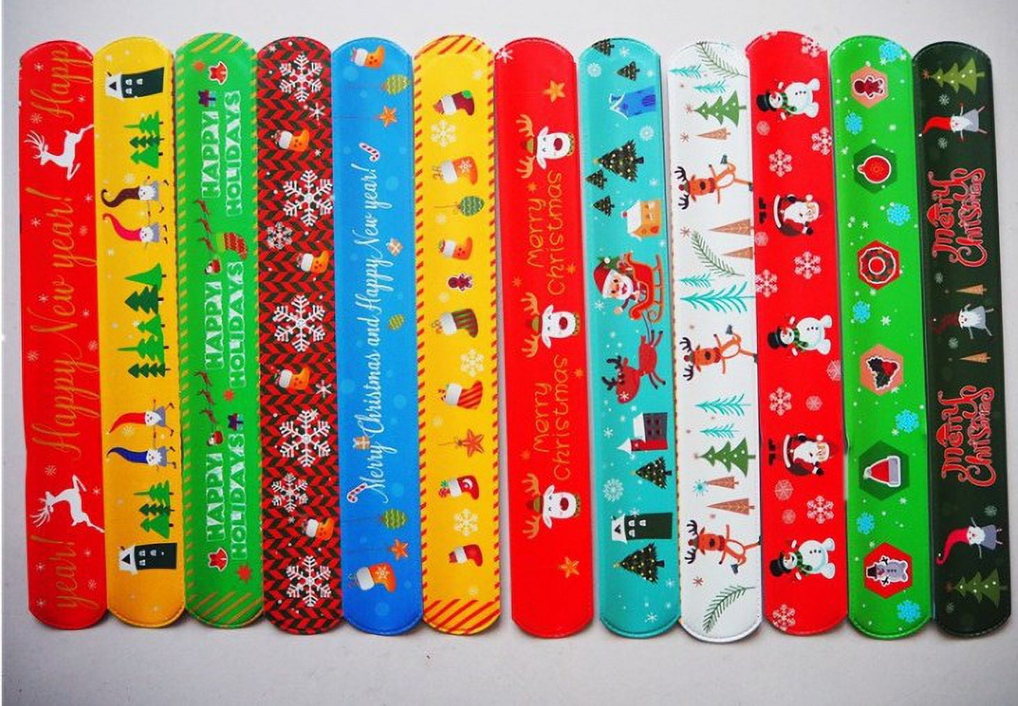 slap bracelets party favors 48 pcs Christmas Slap Bracelets Cute Snap