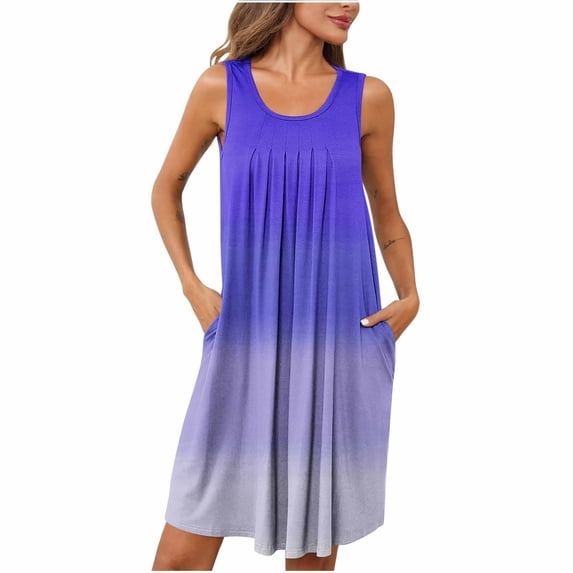 sleepwear dressing gown New Women’s Gradual Nightgown with Pockets Sleeveless Pleated Front Comfy Nightdress Loose Fits Soft Nightshirt