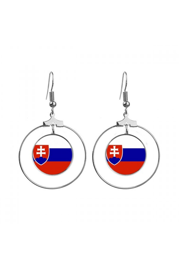 slovakia national flag eu country earrings dangle hoop jewelry drop circle