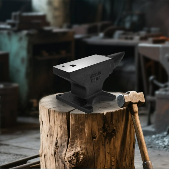 sluting 100lb Single Horn Anvil, Cast Steel Blacksmith Anvil for Metalworking, Round and Square Hole Tool for Forging