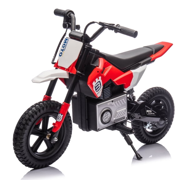 sluting 24V Kids Ride On Electric Toy Motocross Motorcycle, 200W, Red, Adjustable Speed, Bluetooth Music, 5-12 Ages