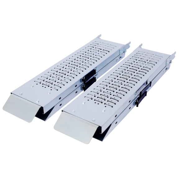 sluting 71 Inch Folding Loading Ramps, 950 lbs Total Capacity Galvanized Steel Ramp, Pack of 2 Anti-Slip Portable Access Ramp for Motorcycle, Bike, ATV & Lawn Mower, Silver