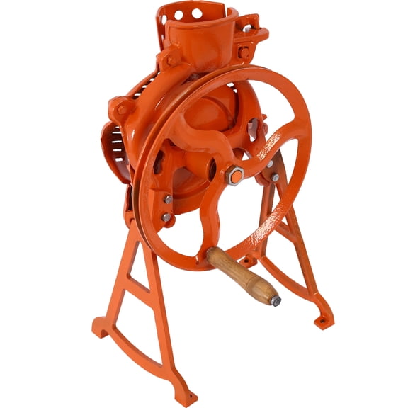 sluting Hand Corn Sheller, Heavy Duty Manual Corn Thresher with Cast Iron Base and Wooden Handle for Farm and Home Use, Orange