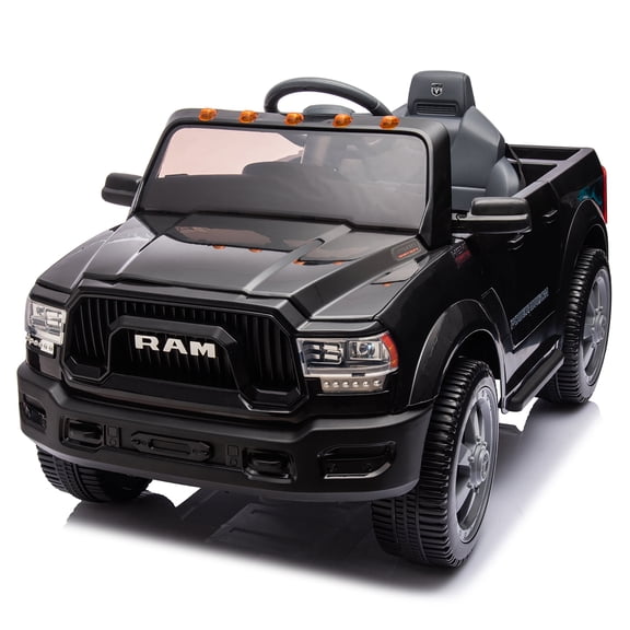 sluting Officially Licensed RAM 2500 12V Kids Ride On Pickup Truck, Black Polypropylene Ride On Toy w/Parental Remote, 3 Speed, Anti-Skid Tires & Rear Storage for Ages 3-5