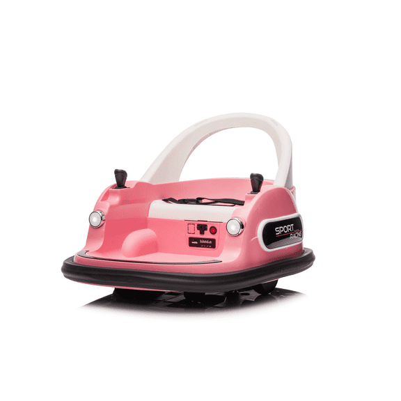 sluting Pink Ride On Bumper Car 12V with Remote Control LED Lights Bluetooth 360 Degree Spin for 1.5-5 Years Old