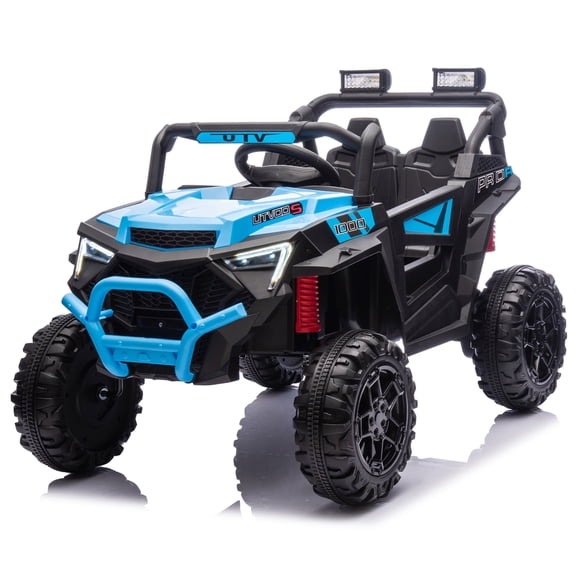 sluting blue 24V 400W Kids Ride On UTV with Parent Remote Control, 4-Wheel Suspension LED Lights Electric Toy Car