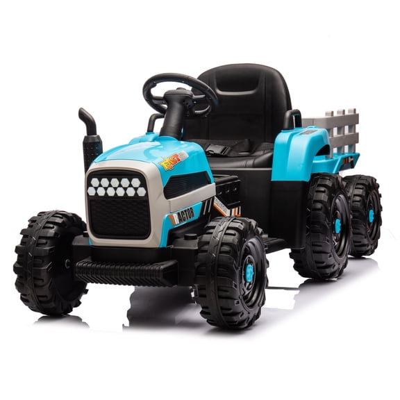 sluting blue Kids Ride On Tractor Off-Road Style with Detachable Trailer 24V 200w*2motor 1.86-4.97MPH/Remote Control