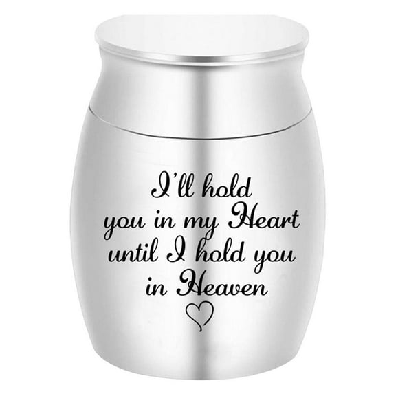 small 1.57 inch, container for , funeral home with leakproof keepsake screw cap, Silvery