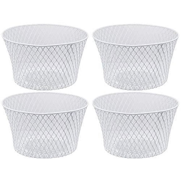 small metal rectangular, oval and round wire baskets with handles, black and white, 4-ct sets (round white without handles)