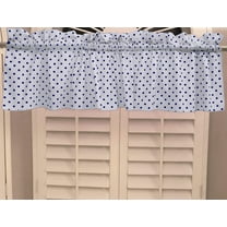 small polka dot navy white cotton window valance 58 wide