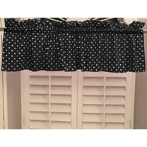 small polka dot white black cotton window valance 58 wide