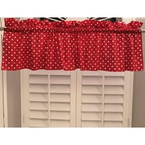 small polka dot white red cotton window valance 58 wide
