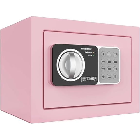 small safe box with key,mini safe for money,small coin safes for home with code,0.236 Cubic Feet Pink