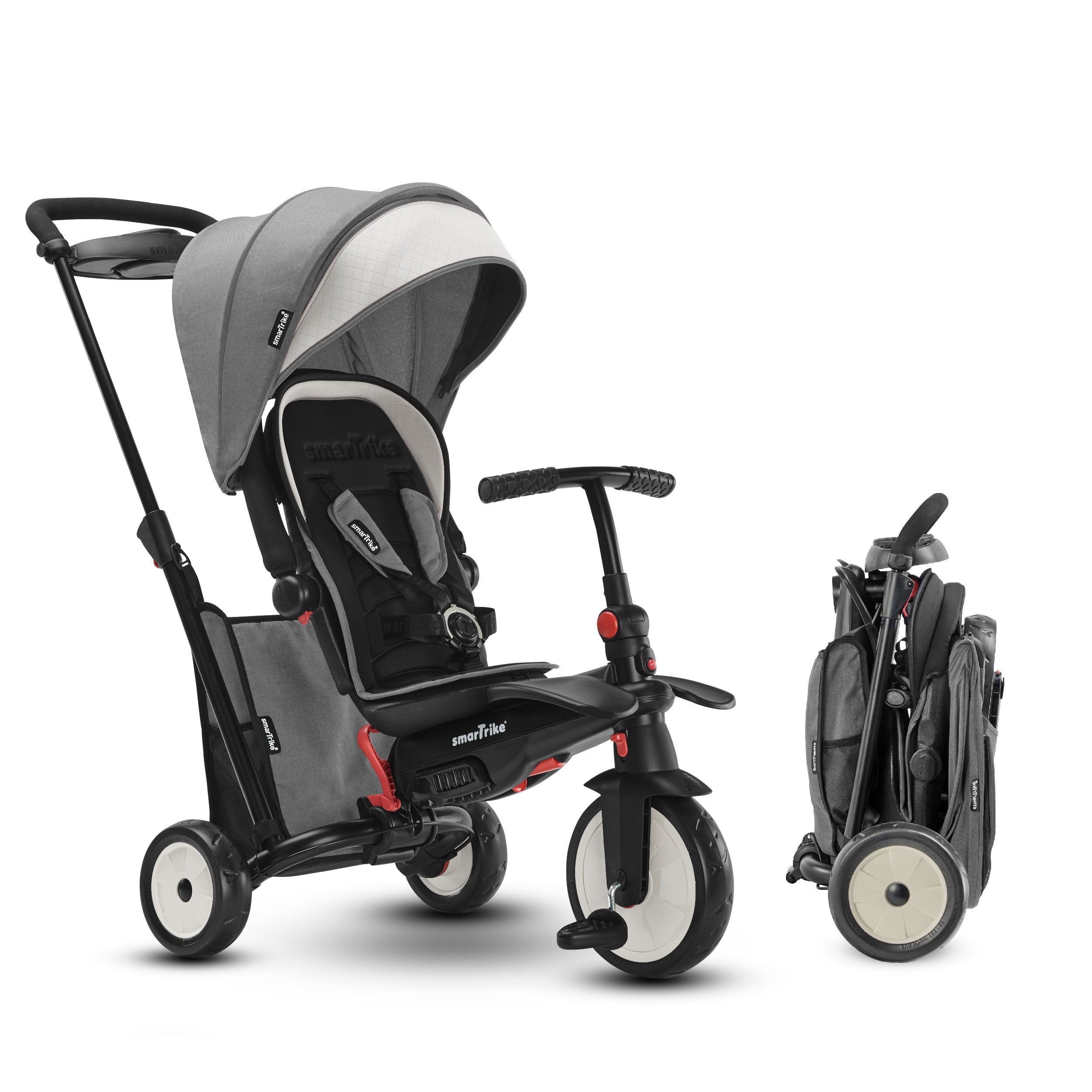 smarTrike 6 in 1 Modular Toddler Stroller Tricycle with 1 Handed Steering Gray