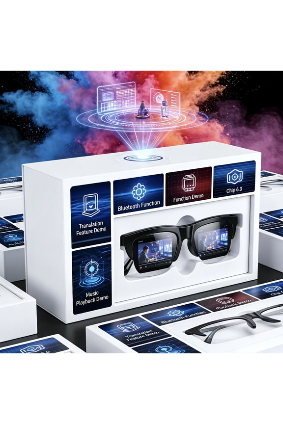 smart AI Translation Glasses with HD Music & Calls, Photochromic Bluetooth Eyewear for Travel & Conference Multilingual Support