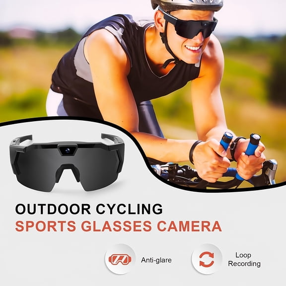 smart Camera Glasses, Outdoor Sports HD Recording Video, Cycling Action Glasses, Wearable Audio Take with 32GB Card