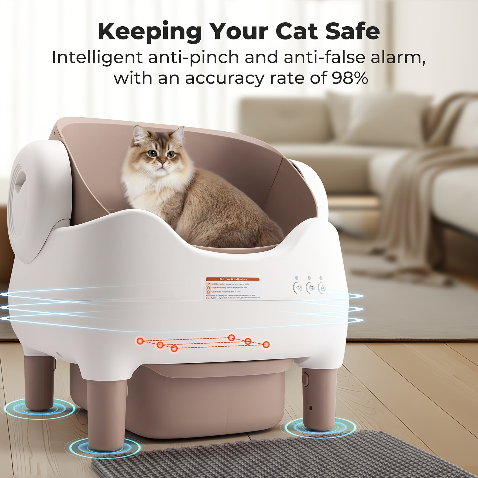 smart Self-cleaning  Litter Box, 3.43Gal Large Capacity, App & WiFi Controlled Automatic Scooper with Odor Removal, 14-Day Hands-Free Care for Multi- Households