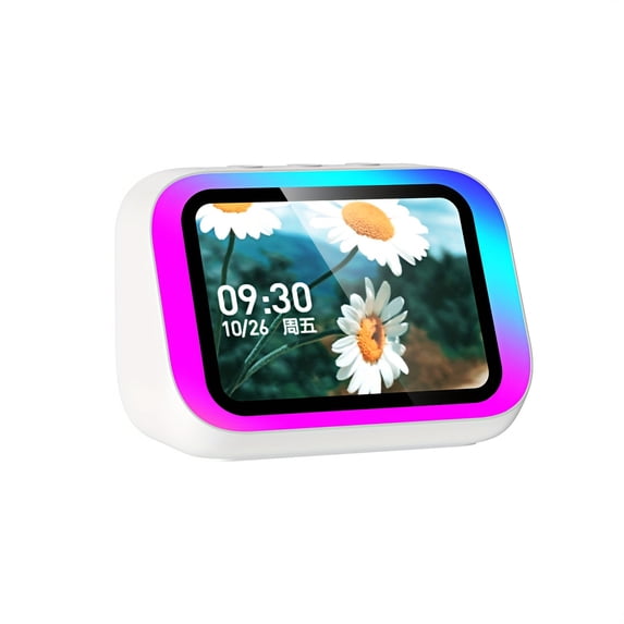 smart Speaker with 5.3 Wireless & AI Voice Assistant, 4.0" TFT Screen, RGB Lights, Hi-Fi Stereo, Weather, Alarm Clock, Portable Alexa Speaker for Home