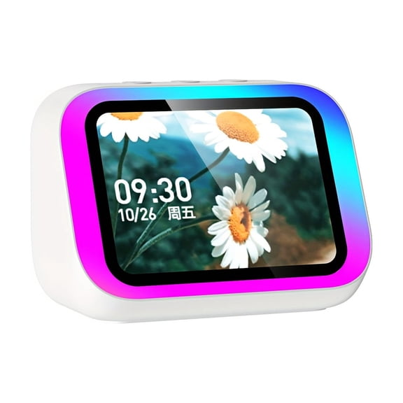 smart Speaker with 5.3 Wireless & AI Voice Assistant, 4.0" TFT Screen, RGB Lights, Hi-Fi Stereo, Weather, Alarm Clock, Portable Alexa Speaker for Home