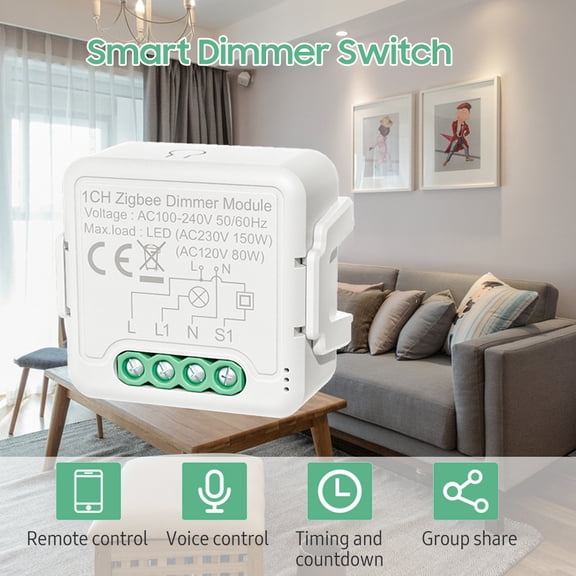 smart dimmer module Zigbee Smart Dimmer Switch Module APP Remote Control Voice Control Timing Group Sharing Compatible with Home for Home Office