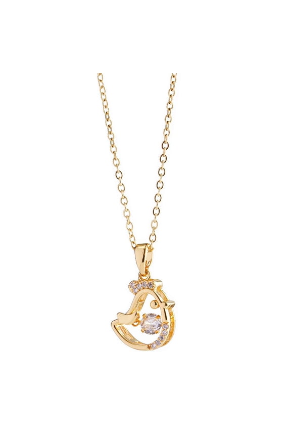 smart necklace female cute little animal titanium steel clavicle chain Hot I4H4