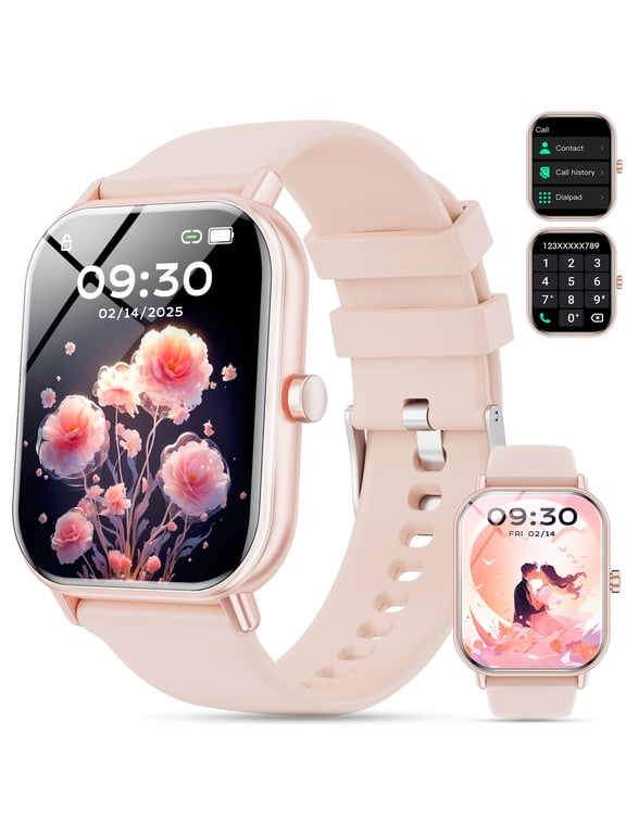 Smart Watch for Women Men, fits for Android and IPhone Devices, Fitness Tracker/pedometer, 1.85-inch smartwatch Gift, Answer/Make Calls/120 Sports Modes, IP68 Water-Resistant Fitness Watch (Pink)