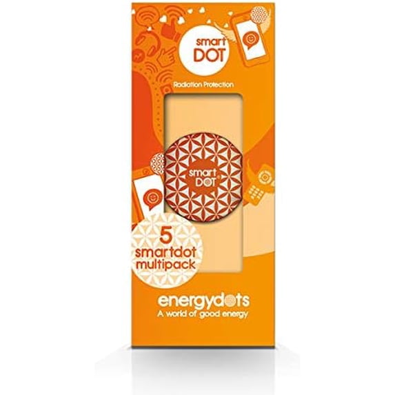 smartDOT | EMF Support for Electro-Stress from Wireless Devices – Cell Phones, Laptops, Wi-fi Routers | Orange, 5 Pack