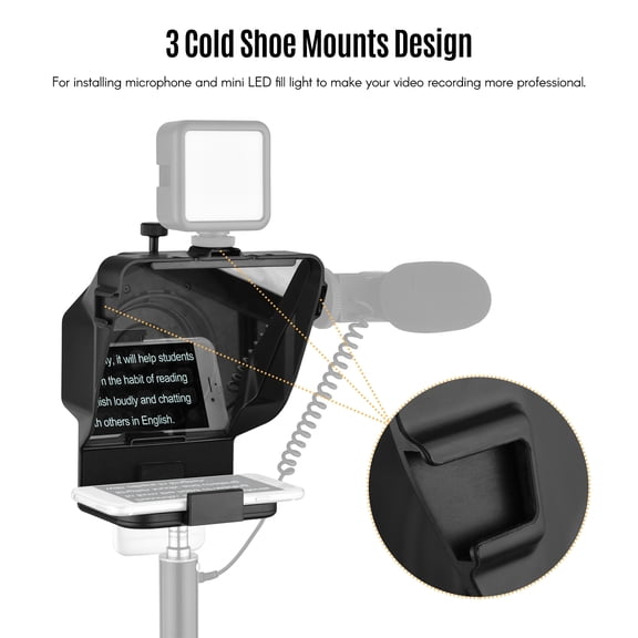 smartphone teleprompter Portable Smartphone Teleprompter Prompter with Phone Holder Adapter Remote Control for Video Recording Live Streaming Interview Presentation Stage Speech