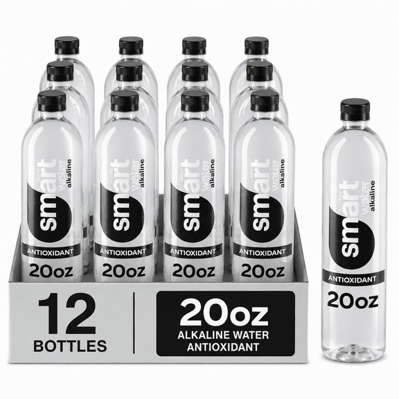 smartwater Alkaline with Antioxidant Water, 20 fl oz Bottles, 12 Pack