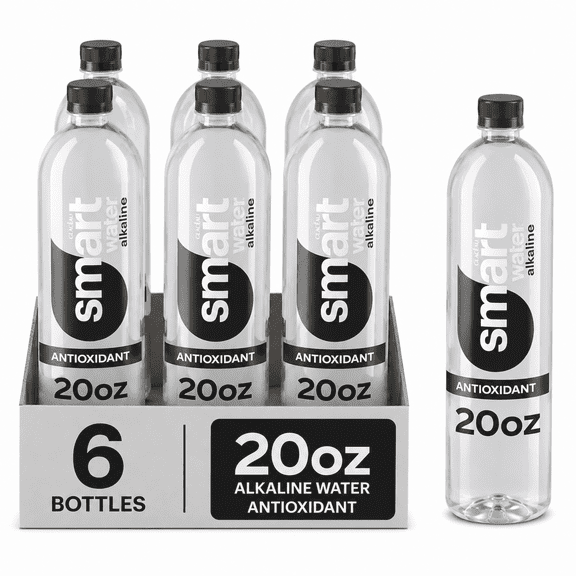 smartwater Alkaline with Antioxidant Water, 20 fl oz Bottles, 6 Pack