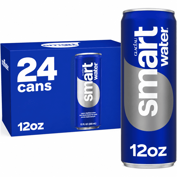 smartwater Vapor Distilled Water Cans, 12 fl oz, 24-Pack
