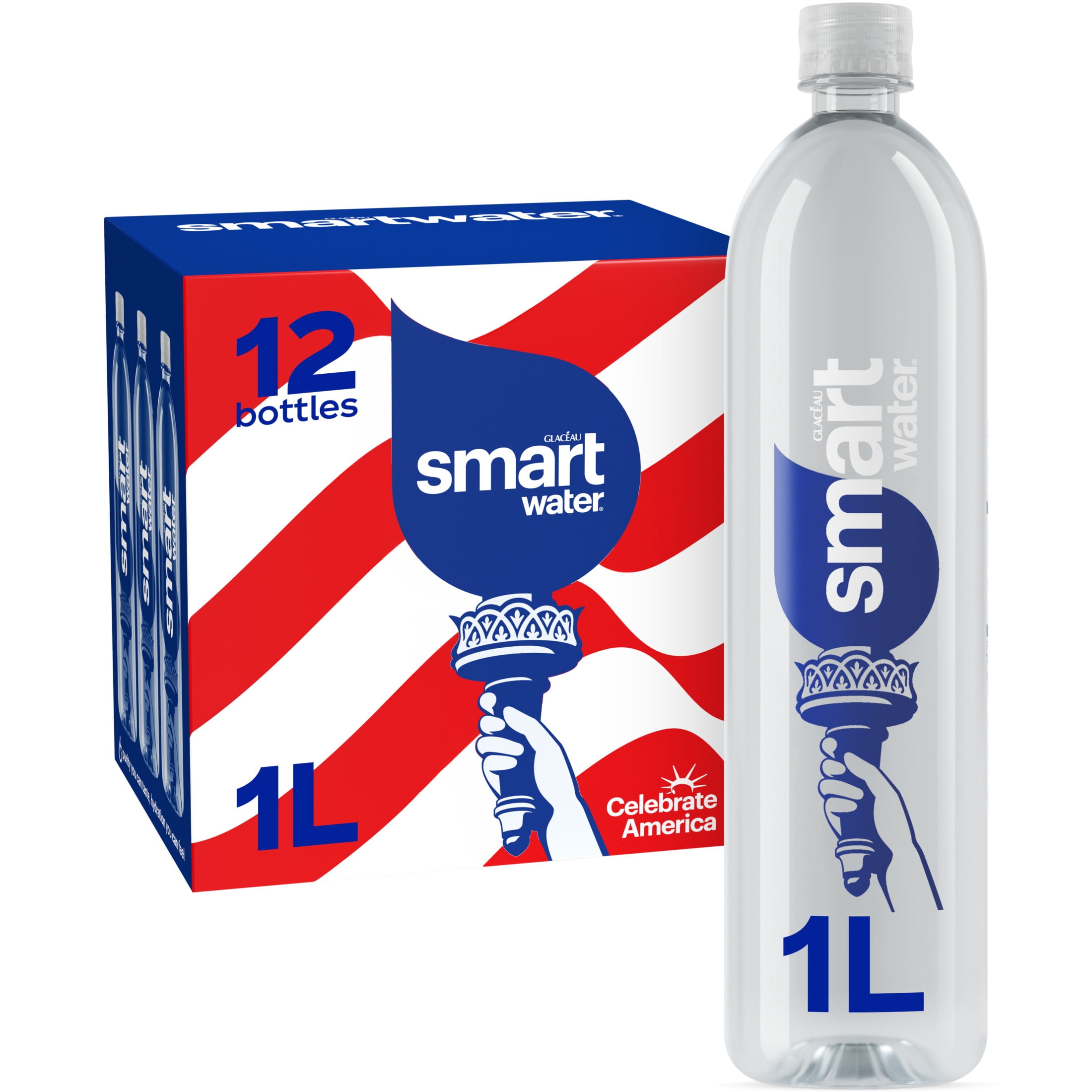smartwater Vapor Distilled Water Bottles, 33.8 fl oz, 12 Pack