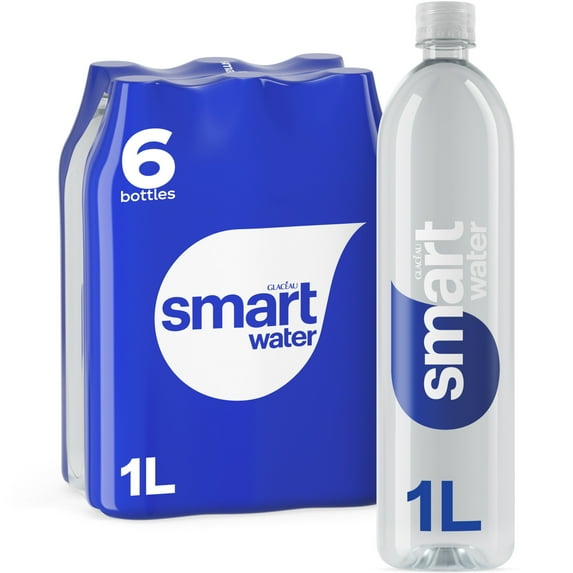 smartwater vapor distilled premium water, 1 liter, 6 count bottles